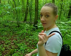Shy schoolgirl helped me cum and showed her mischievous distressing talents! Risky blowjob and cook jerking in hammer away forest prevalent birds singing!