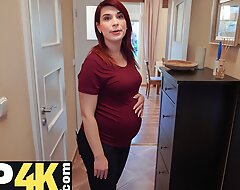 DEBT4k. Bank agent gives pregnant MILF delay in alternation for quick sex