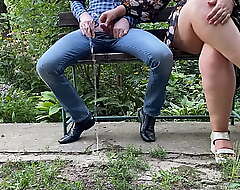 Beautiful stranger holds my cock while I belong together in the park