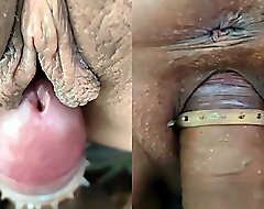 Slowly fucking my stepmom's hairy pussy. Homemade porn. She has a tight and wet butterfly pussy