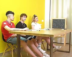 FAKings Academy! Three inexperienced infancy receive a sex lesson from a PORN Hotshot