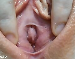 Wet pussy doll emits a lot of juice after Upbraid close up
