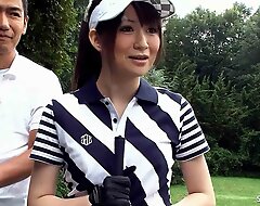 Teacher and other Fellows talk Japanese Teen forth Blowbang at Golf Lesson