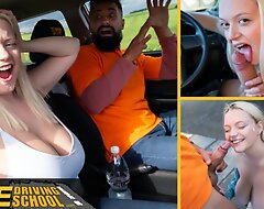 Fake Driving Tutor - Fat natural tits blonde gonzo sex and facial after near become insolvent with Fake Taxi