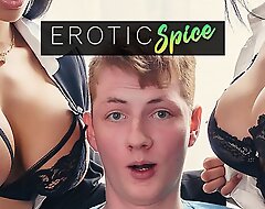 Ginger legal age teenager partisan ordered to headmistress office and fucked wits his big tits Latina teachers in the air creampie threesome