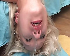 Cute blondiene acquires the big penis yawning chasm take her throat
