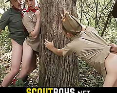 Adolescence plus padre scout masters hard-core merry triple outdoors amidst the trees-SCOUTBOYS NET