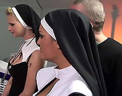 One wretched nuns get surprised close by heavy hard cocks