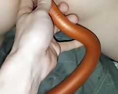 Principal time 50cm long anal fake penis and bottle. How impenetrable depths can I get it?