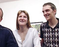 Absolute German couple make first threesome MMF at amateur casting