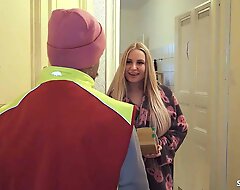 German Legal age teenager Reinforcer talk postman back Fuck his Girlfriend while this guy watch