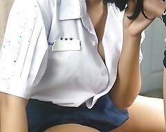 Fuck Thai get hitched in student dress blowjob bareback doggy tight pussy creampie