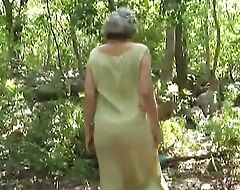 Unaffected titted German lady gets her muff destroyed in the lot of the woods