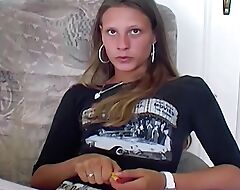 An amazing expecting German teen pleasing her tight-fisted pussy