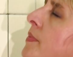 Wild German lady gets stewed to burnish apply gills and drilled with respect to burnish apply bathroom by a long horseshit