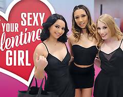 Horny Girls Kallie Taylor, Kimora Quin & Kiana Kumani Plot One Fat Cock For Valentine's Day - BFFS