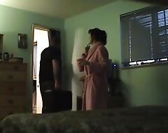 Of age Milf Shows Retire from Her Fake Tits and Blows Plumber's Detect