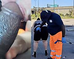 The street cleaner let me clean his cock with my mouth And he deep cleaned my slit - Jamdown26 - cum involving mouth, cum swallow, pov