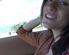 Cross girl on election receives her taking pussy massaged in the car, until she splashes POV