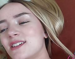 Bush-league blonde gets her pussy eaten in good shape sucks cock POV before doggystyle (Maria Kazi)
