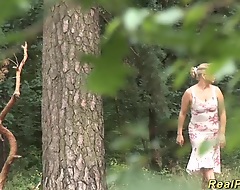 big breast german stepmom gets wild fucked unconnected with a black detect with regard to the forest