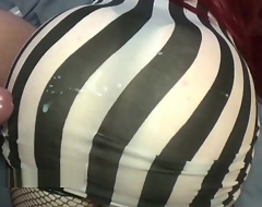 Big hot goods redhead Pawg showing off her ass in tight skirt , upper case slowmo cum
