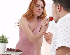 Seductive redhead girl gets pounded up the morning
