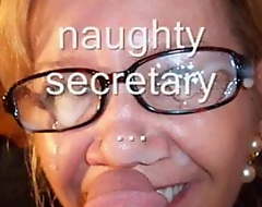 Mature secretary likes cum on her glasses