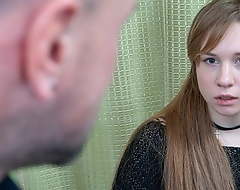 DEBT4k. Red-haired miss allows collector to screw her to for