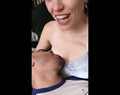 Sweet wife breastfeeds her husband until this babe jizzes