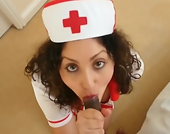British Nurse collects indian cream sample but ends up swallowing hose down POV