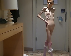 Anorexia Christin showing the brush Bones & Skinny Skeleton