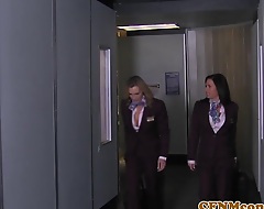 Flight attendant femdoms pussyfucked before facial immigrant victims