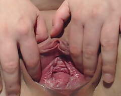 Pussy spread after pump,show wet cervix close up