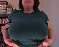 Huge boobs, tit drop, sexy T-shirt