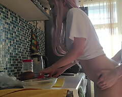 Young stepsister gets unexpected anal fuck in the kitchen