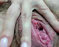 Closeup hairy vagina tease and gape