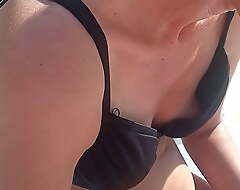 Pool, Nipple Slip Wife in bikini, big nipples