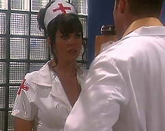 Concupiscent brunette nurse relating to big boobs in hot function