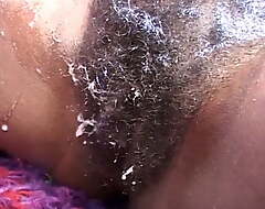 Busty black girl deepthroats long, thick flannel