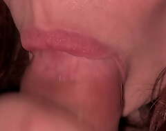 Cum prevalent my mouth. Gentle, slow oral-sex close-up