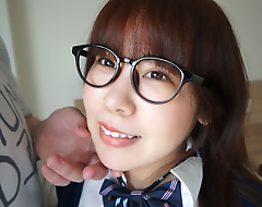 Very sensitive Japanese OTAKU girl with glasses
