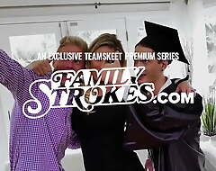Family Strokes -Science Guy Makes His Fit Stepsis And Stepmom Bend Drop The Larder Counter And Fuck