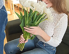 Gave her flowers and choked being mint anymore, creampied legal age teenager after sex with blowjob