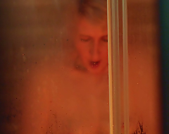 Spying on my neighbor in the shower! Look handy her tits!