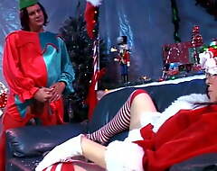 Three horny fellows dressed as Santa’s elves help in realize the nastiest wants