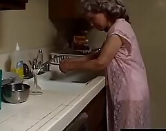 Indecent granny with grey-hair sucks lacking hammer away black plumber