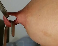 nippleringlover - simmering mummy distension teat piercings respecting hooks to 17mm close up