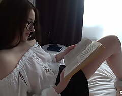 Hot Stepsister reading a soft-cover and playing with my dick - Anny Walker