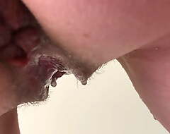 Doggystyle Sex. Pushes Goo Parts Of Pussy and Pisses. Puffy Anus Lips. Close-Up.